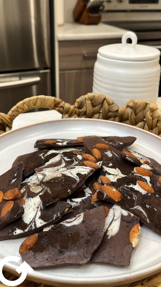 How to Make Rich Chocolate Coffee Almond Bark with Upcycled Coffee Flour